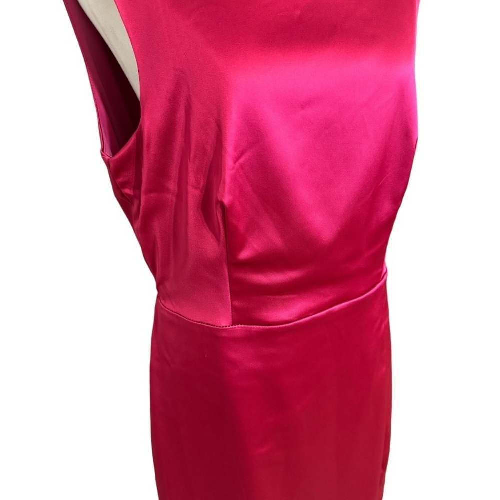 HOUSE OF HARLOW 1960 Hot Pink Mini Satin Dress‎ V Plunge Back Slit Size 10 Party - Picture 7 of 11